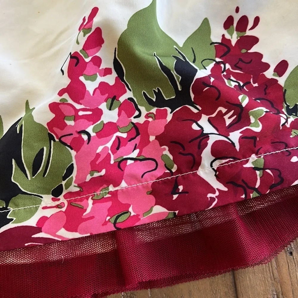 Gap cream floral tulle hem skirt